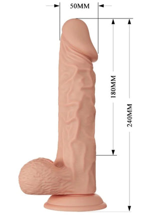 Peachfarbener silikon dildospielzeug mit detaillierter struktur und abgerundetem sockel baile schöne begegnung buraq vibration 24 cm natürlich