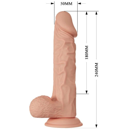 Peachfarbener silikon dildospielzeug mit detaillierter struktur und abgerundetem sockel baile schöne begegnung buraq vibration 24 cm natürlich