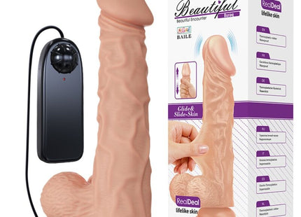 Beige silikon männlicher masturbator mit schwarzer fernbedienung und verpackung von baile schöne begegnung buraq vibration 24 cm natürlich