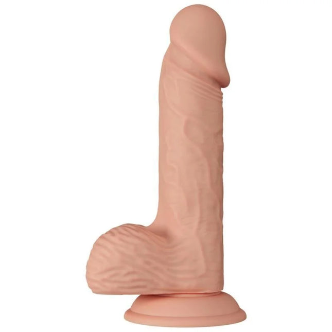 Peachfarbener flexibler silikon dildo mit realistischer textur und abgerundetem sockel 20,6 cm von baile catoblepas