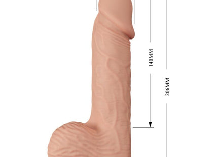 Ein pfirsichfarbener realistischer silikon-dildo von baile mit strukturierter schaft und abgerundetem kopf naturlich 20,6 cm