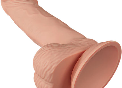 Peachfarbener silikon dildo mit realistischer oberfläche und abgespreizter basis baile schöne begegnung zebulon 19 4 cm