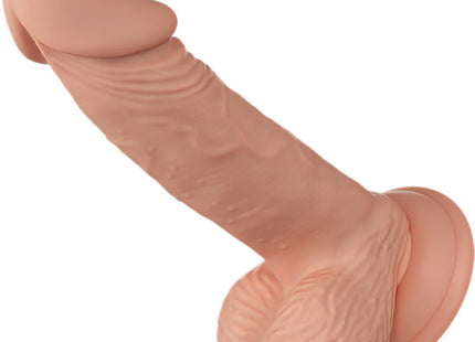 Beiger silikon realistischer dildo baile zebulon flexibel 19,4 cm mit strukturierter oberfläche und abgerundetem sockel