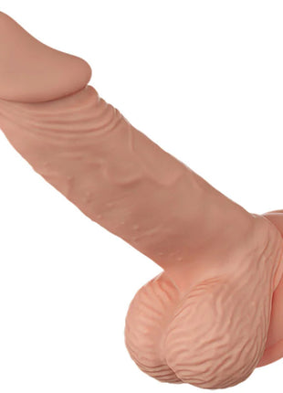 Beiger silikon realistischer dildo baile zebulon flexibel 19,4 cm mit strukturierter oberfläche und abgerundetem sockel