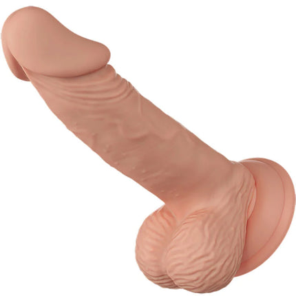 Beiger silikon realistischer dildo baile zebulon flexibel 19,4 cm mit strukturierter oberfläche und abgerundetem sockel