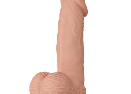 Peachfarbener silicone dildo von baile mit realistischer form und strukturierter basis 19,4 cm lang