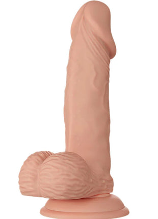 Peachfarbener silicone dildo von baile mit realistischer form und strukturierter basis 19,4 cm lang