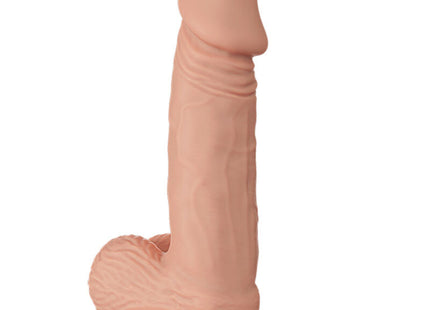 Peachfarbener silikon dildo mit realistischer struktur und rundem grundkörper baile schöne begegnung zebulon flexibel 19,4 cm