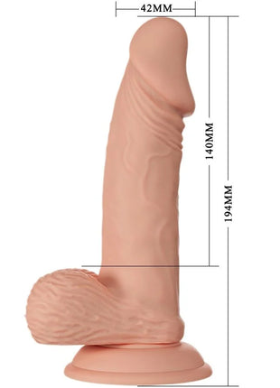 Peachfarbener silikon realistischer dildo zebulon 19,4 cm mit strukturierter oberfläche und abgerundetem grundkern