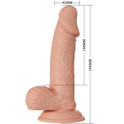 Peachfarbener silikon realistischer dildo zebulon 19,4 cm mit strukturierter oberfläche und abgerundetem grundkern