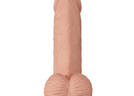 Peachfarbener silikon dildo baile zebulon mit realistischer struktur und abgerundetem sockel 19,4 cm lang