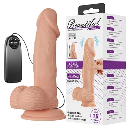 Beige silikon vibrator von baile mit saugnapfbasis und fernbedienung 19,4 cm natürlich