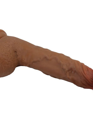 Tanfarbener silikon vibrator mit roter spitze und strukturierter oberfläche 25 cm von baile mulato