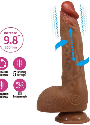 Brauner silikon vibrator mulato mit realistischer struktur und usb wiederaufladbarer basis 25 cm