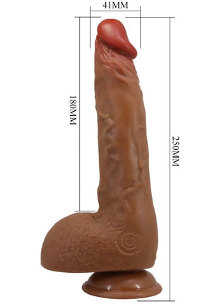 Brauner silikon realistischer vibrator baile schöner wilks 25 cm mit roter spitze und 5 einstellungen