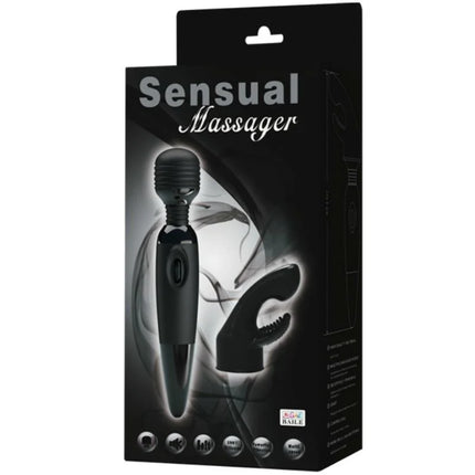 Schwarzer sinnlicher massager von baile mit austauschbarem kopf und ergonomischem design für eine angenehme anwendung