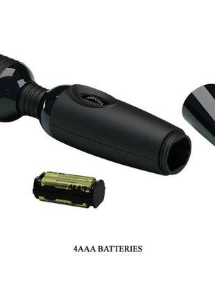 Baile sinnlicher massager in schwarz mit glossy oberfläche austauschbaren köpfen und abnehmbarem akkufach