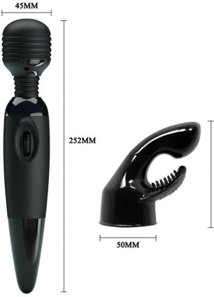 Schwarzer glänzender plastikstab massager mit auswechselbarem kopf von baile fürs sinnliche massagevergnügen