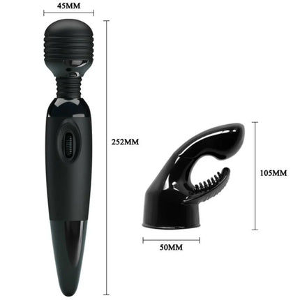 Schwarzer glänzender plastikstab massager mit auswechselbarem kopf von baile fürs sinnliche massagevergnügen