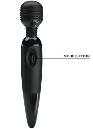 Baile sinnlicher massager schwarzer silikon ummantelter massagestab mit austauschbarem gerilltem kopf und glänzendem finish