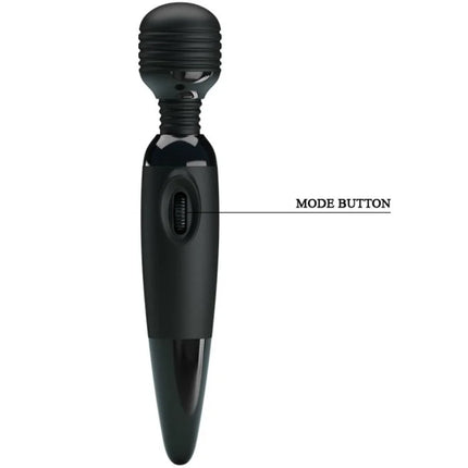 Baile sinnlicher massager schwarzer silikon ummantelter massagestab mit austauschbarem gerilltem kopf und glänzendem finish