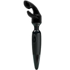 Schwarzer silikon und kunststoff sinnlicher massager mit auswechselbarem kopf und gerillter struktur