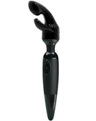 Schwarzer silikon und kunststoff sinnlicher massager mit auswechselbarem kopf und gerillter struktur