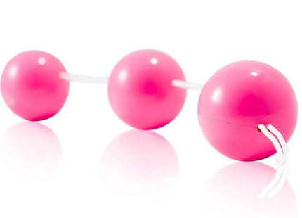 Helle rosa glänzende plastikperlen mit weißer schnur als streifen rosa analkugeln abs