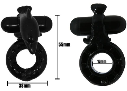 Schwarzer silikonring in delfinform mit strukturiertem griff und glatter glänzender oberfläche von BAILE