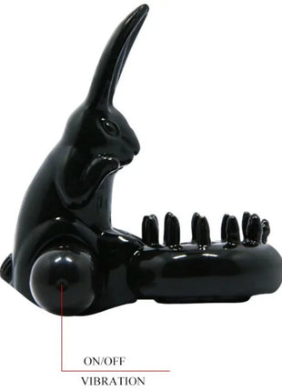 Schwarzer keramik vibrator in hasenform mit glänzender oberfläche und texturierten spitzen von BAILE SÜßER RINGRING MIT KANINCHEN