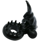 Glänzender schwarzer Kaninchen-vibrator aus Silikon mit spitzem Ring von BAILE süßer Ringring mit Kaninchen