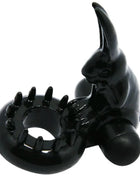 Glänzender schwarzer Kaninchen-vibrator aus Silikon mit spitzem Ring von BAILE süßer Ringring mit Kaninchen