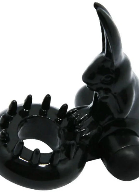Glänzender schwarzer Kaninchen-vibrator aus Silikon mit spitzem Ring von BAILE süßer Ringring mit Kaninchen