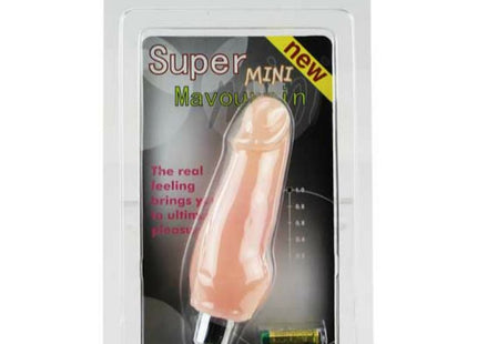 Pink silikon super mini mavounin vibrator in transparenter verpackung mit silberner metallbasis und batterie