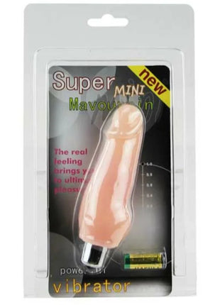 Pink silikon super mini mavounin vibrator in transparenter verpackung mit silberner metallbasis und batterie