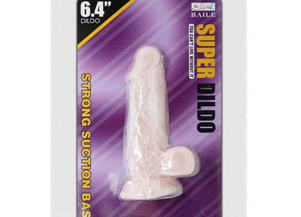 Pale pink super realistischer natürlicher dildo 16,5 cm mit starkem saugnapf auf violett-gelber baile-verpackung