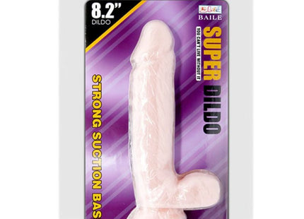 Pale pink 8.2-inch super realistischer natürlicher dildo with suction base by baile in purple white packaging