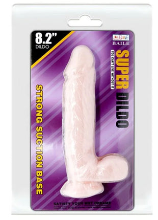 Pale pink 8.2-inch super realistischer natürlicher dildo with suction base by baile in purple white packaging