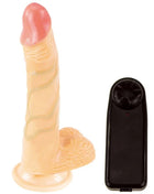 Beiger silikon realistischer dildo mit rosa spitze und strukturierter basis mit schwarzer fernbedienung baile super rota 20 5 cm