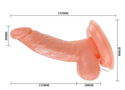 Peachfarbener silikon-dildo mit realistischer textur und abmessungen im bild für baile super rota realistisch penis dong