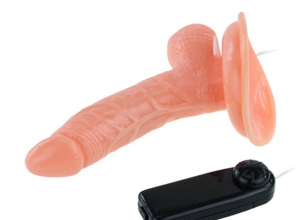 Roter dildo aus silikon mit saugfuß und schwarzer fernbedienung von baile super rota realistisch penis dong