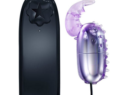 Baile super vibrator vibrierendes ei mit stimulator in lila und silber mit durchsichtigem stacheldesign und schwarzer fernbedienung