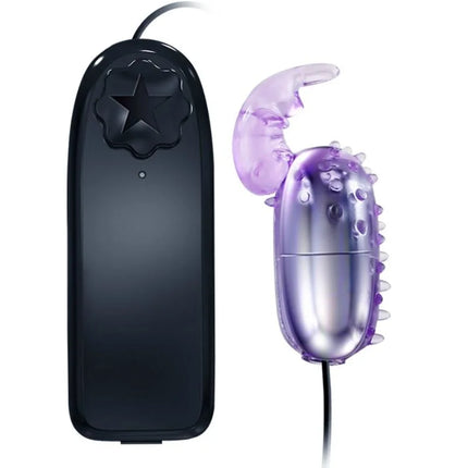 Baile super vibrator vibrierendes ei mit stimulator in lila und silber mit durchsichtigem stacheldesign und schwarzer fernbedienung