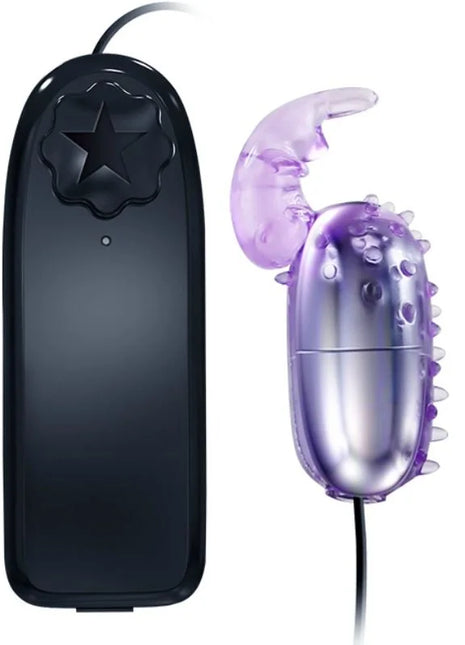 Baile super vibrator vibrierendes ei mit stimulator in lila und silber mit durchsichtigem stacheldesign und schwarzer fernbedienung