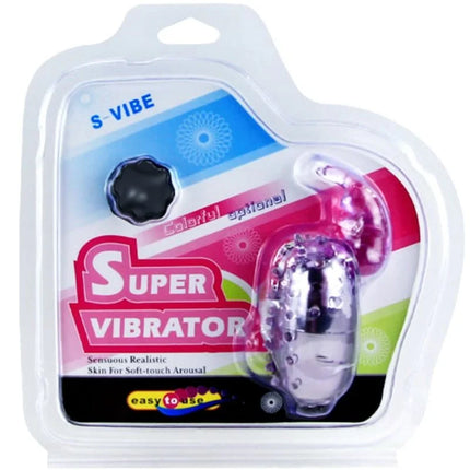 Baile super vibrator vibrierendes ei mit stimulator in transparenter plastik mit schwarzem knob und lila gehäuse im blisterpack