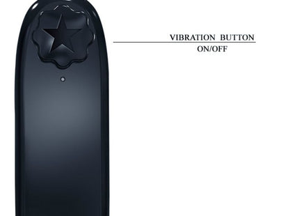 Schwarzer kunststoffvibrator von baile mit sternförmigem knopf und kabel als super vibrator mit stimulator