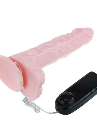 Pinkfarbener silikon vibrator mit schwarzer fernbedienung und dünnem kabel von baile super vibro dong v