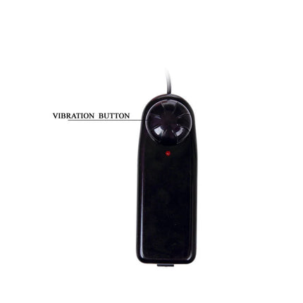 Schwarzer baile super vibro dong v handvibrator aus kunststoff mit rundem vibrationsknopf und roter kontrollleuchte