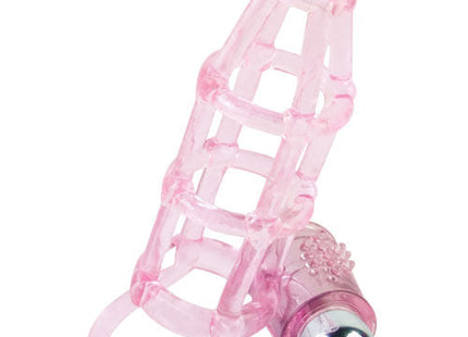 Rosa transluzenter silikonring mit silberner metallkugel am ende für den baile sweet 10 rhythms penis