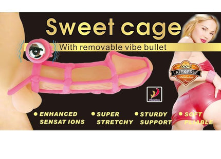 Rosa silikon sweet cage mit abnehmbarem vibrobullet von BAILE für den penis